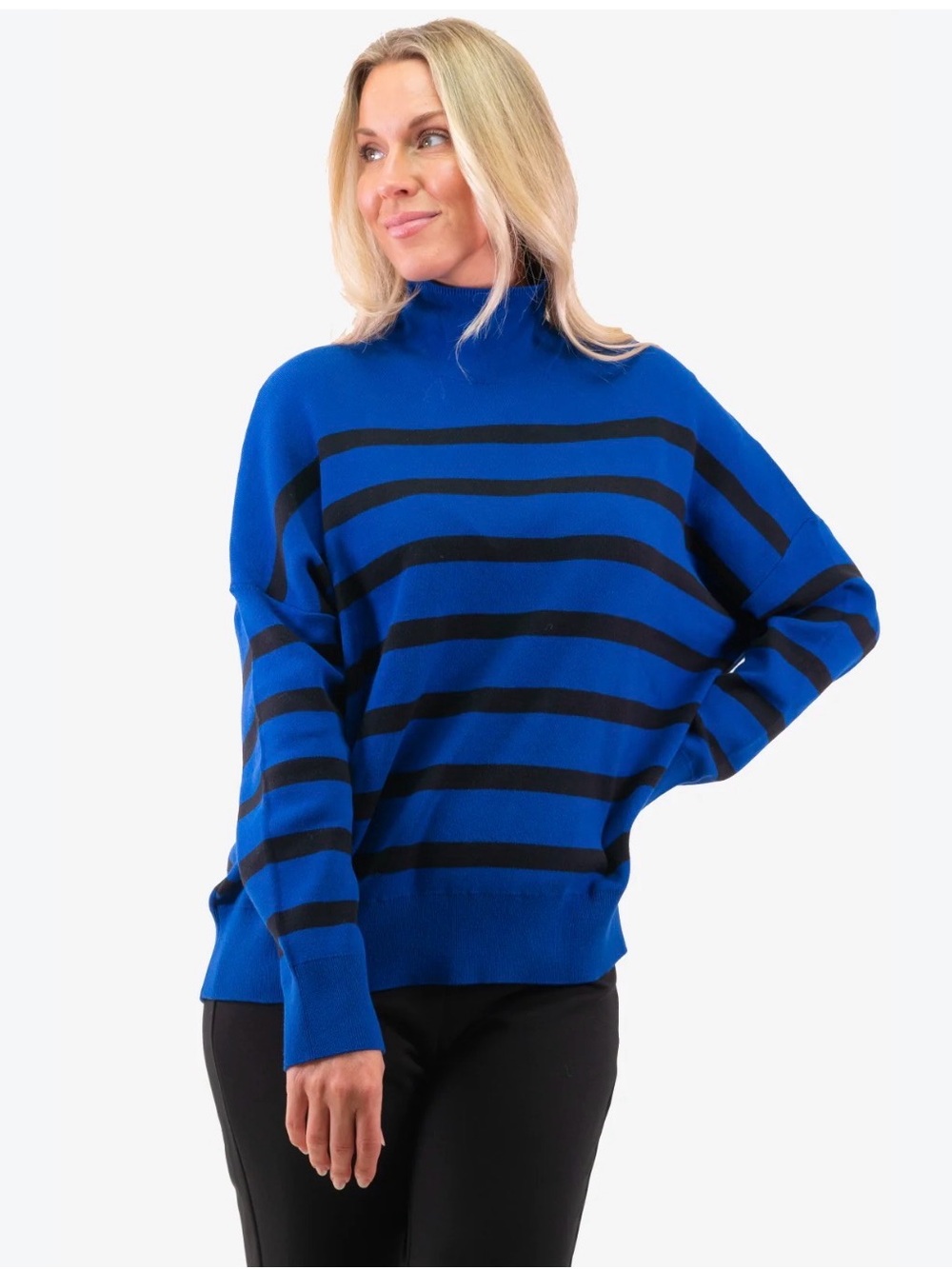 InWear Tenley Turtleneck Pullover Blue Black Stripes